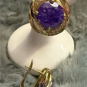 Elegant Purple and Gold Women's Earrings